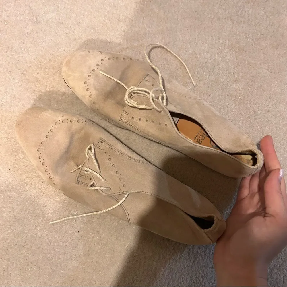 Gaden Leather Neural nude Tan beige Leather Shoes Flats - Picture 4 of 5